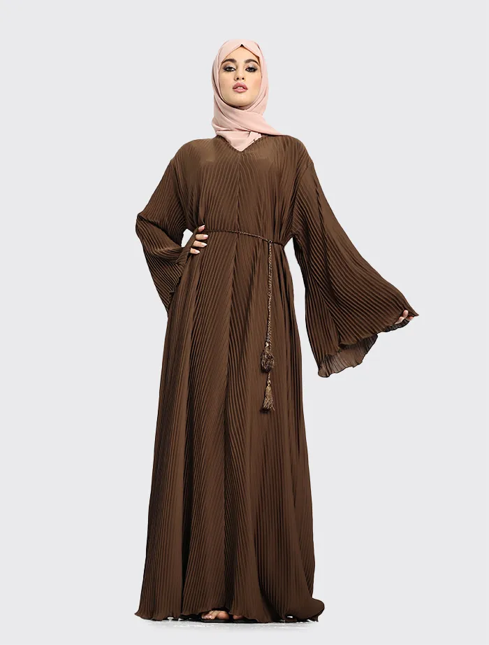 Coffee Pleated Abaya